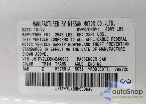2022 Infiniti Q60 Red Sport 400 from USA, damaged, VIN JN1FV7LK8NM660646